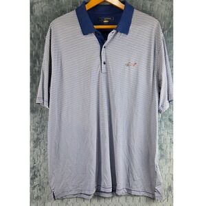 Greg Norman Play Dry Mens XXL Blue White Micro Stripe Golf Polo‎ Shirt G7XDK884